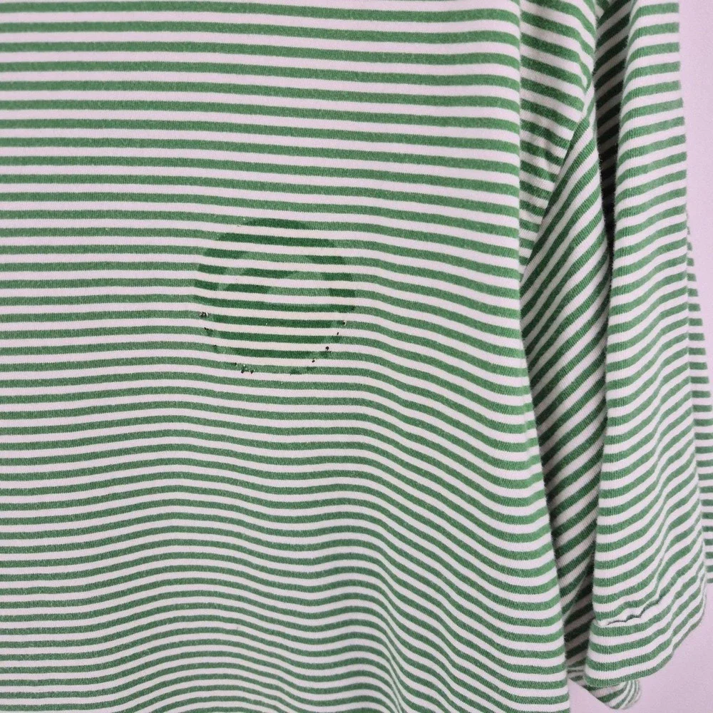 Polo Sport Ralph Lauren Men's XL Green Stripe Tee Vtg 90s‎ USA Flag Faded Logo